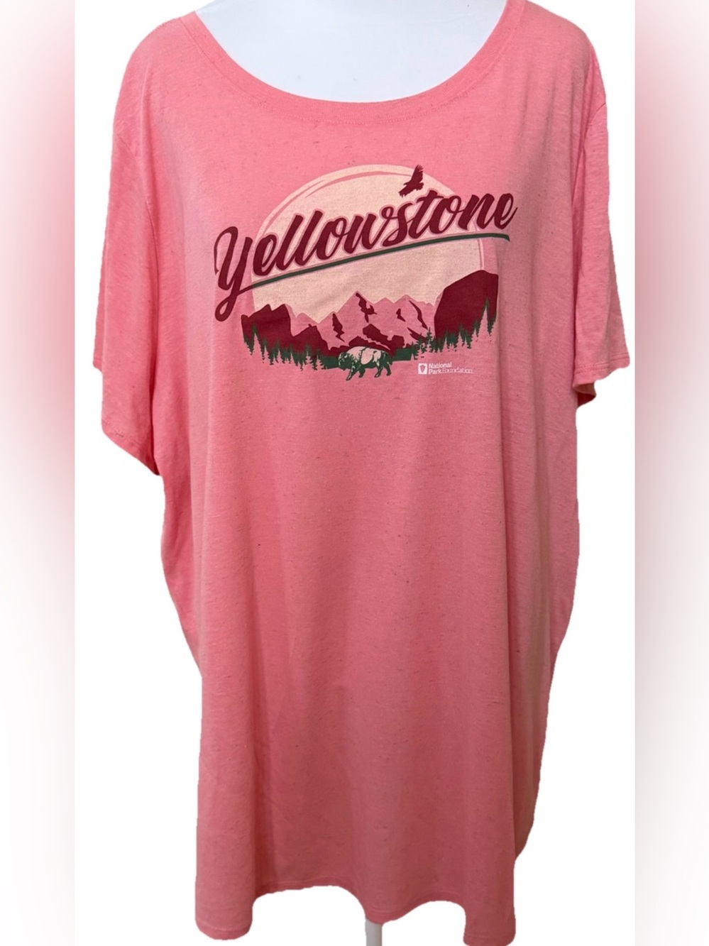 SONOMA Yellowstone Nat’l Park Coral Graphic Print Linen Blend Tee Shirt Plus 3x